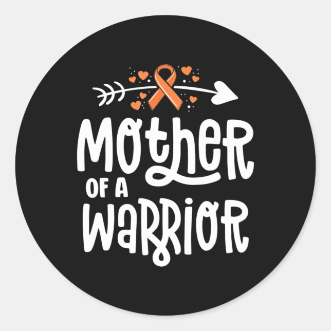 Mother Of A Warrior Mum Family Leukaemia Cancer Aw Classic Round Sticker (Front)