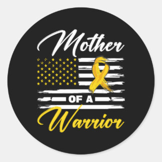 Mother Of A Warrior Usa Flag Ewing Sarcoma Cancer  Classic Round Sticker