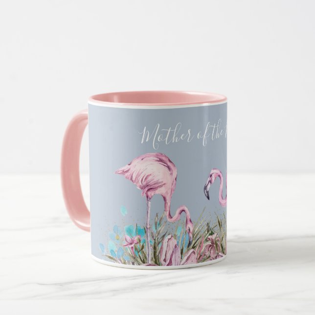 MOTHER-OF-BRIDE Blushing Flamingo Tropical Wedding Mug (Front Left)