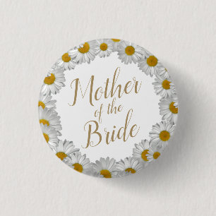 Mother of Bride Daisy Flower Wreath 3 Cm Round Badge