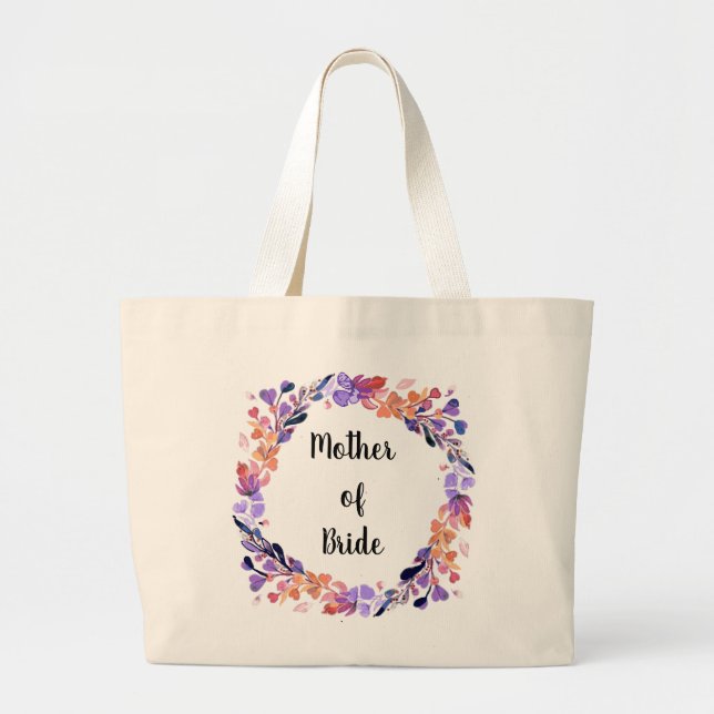Mother Of Bride Floral Wreath  Large Tote Bag (Front)