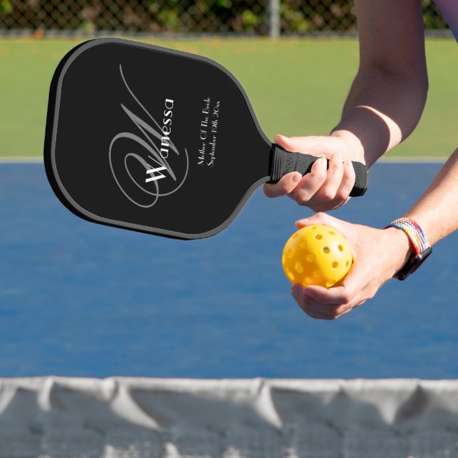 Mother Of Bride Gift Elegant Monogram Script Name  Pickleball Paddle (Insitu)