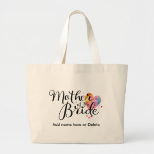 Mother of Bride Large Canvas Tote Bag Watercolor
