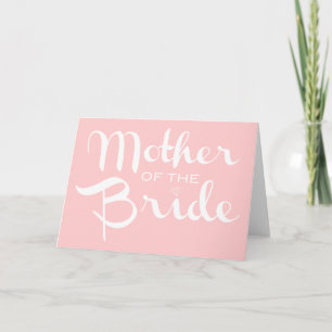 Mother of Bride Retro Script White On Pink Card