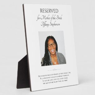 Mother of Bride Save A Seat Wedding Photo Memorial Plaque
