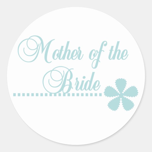Mother of Bride Teal Elegance Classic Round Sticker (Front)