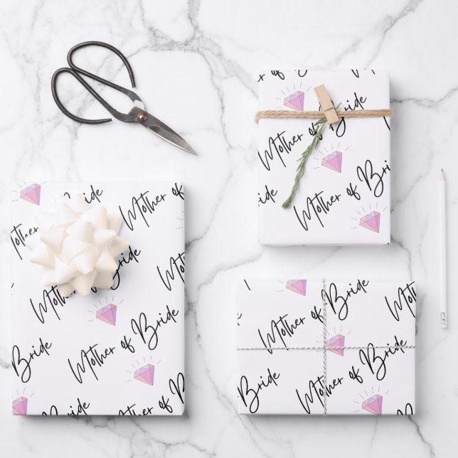 Mother Of Bride Wrapping Paper Flat Sheet Set of 3 (Front)