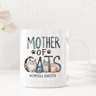 Mother of Cats, Fun Gift for Cat Lovers Coffee Mug