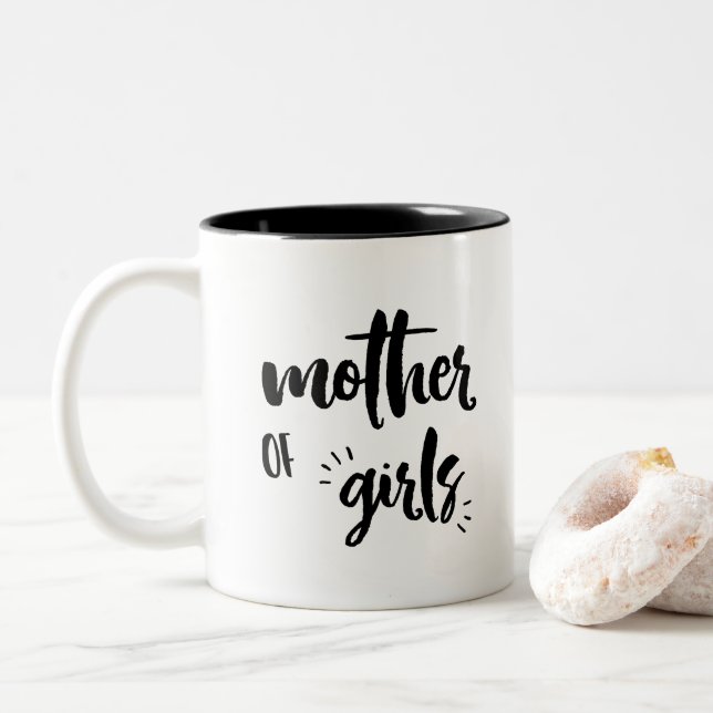 Mother of Girls Mug, Mother's Day Gift Two-Tone Coffee Mug (With Donut)