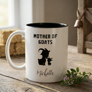 Mother Of Goats Funny Farm Animal Lover Mama Two-Tone Coffee Mug