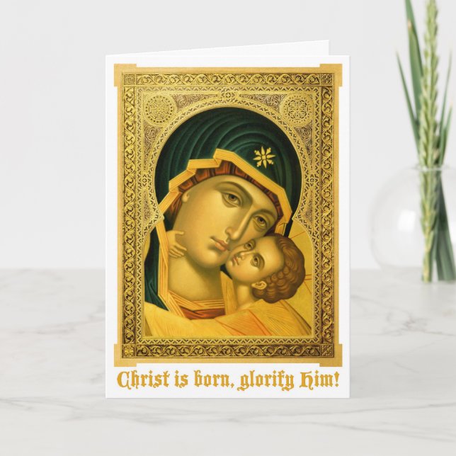 Mother of God Glykophilousa -- Icon Christmas card (Front)