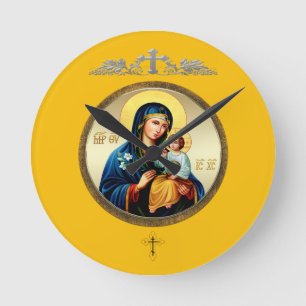 Mother of God Round Clock
