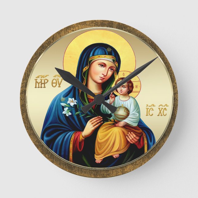 Mother of God, virgin mary Round Clock (Front)