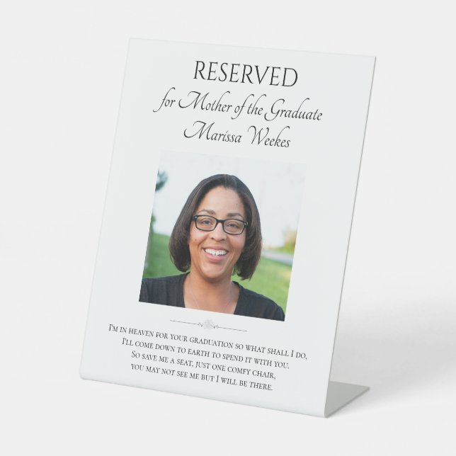 Mother of Graduate Memorial Poem With Photo Pedestal Sign (Front)