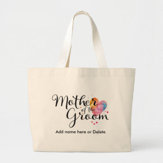 Mother of Groom Large Canvas Tote Bag Watercolor