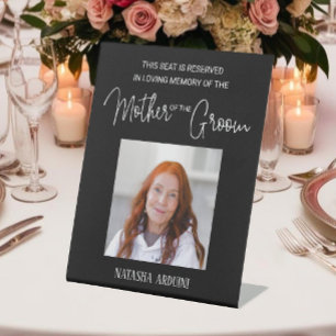 Mother of Groom Memorial Photo Black Wedding Pedestal Sign