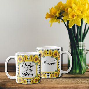 Mother of Groom Personalised Gingham Sunflowers Coffee Mug