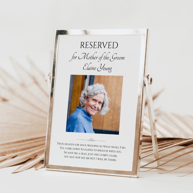 Mother of Groom Photo Save A Seat Wedding Memorial Poster (Creator Uploaded)