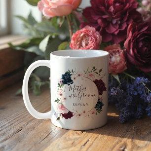 Mother of Groom Red & Navy Rose Watercolor Wreath Coffee Mug
