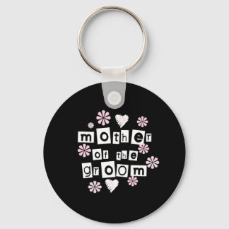 Mother of Groom White on Black Key Ring