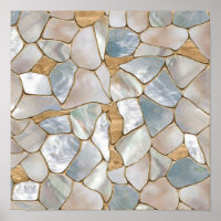 Mother of pearl and Gold cells abstract