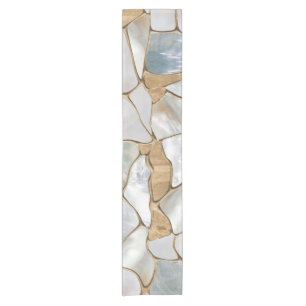 Mother of pearl and Gold cells abstract Short Table Runner