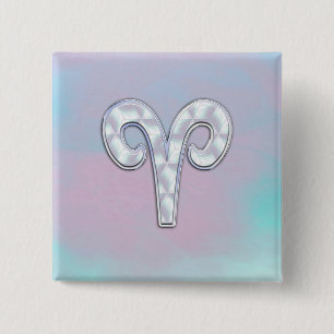 Mother of Pearl Aries Zodiac Symbol Decor 15 Cm Square Badge