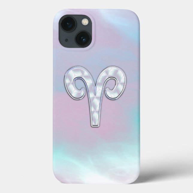 Mother of Pearl Aries Zodiac Symbol Decor Case-Mate iPhone Case (Back)