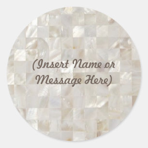 Mother of Pearl, Beige Personalised Classic Round Sticker
