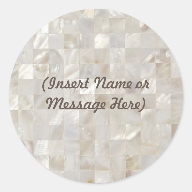 Mother of Pearl, Beige Personalised Classic Round Sticker (Front)