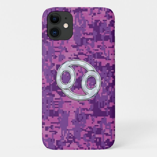 Mother of Pearl Cancer Zodiac Sign on Digital Camo Case-Mate iPhone Case (Back)