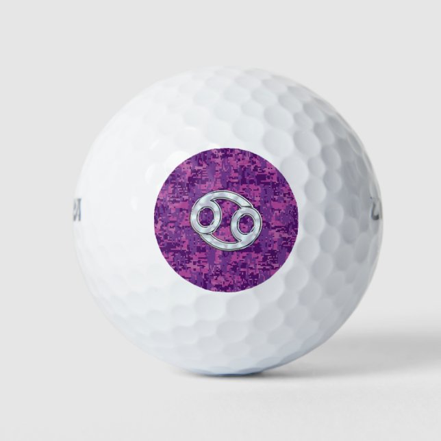 Mother of Pearl Cancer Zodiac Sign on Digital Camo Golf Balls (Front)