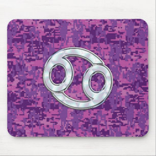 Mother of Pearl Cancer Zodiac Sign on Digital Camo Mouse Mat