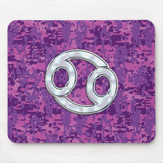 Mother of Pearl Cancer Zodiac Sign on Digital Camo Mouse Mat (Front)