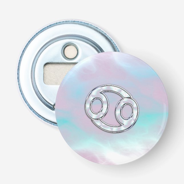 Mother of Pearl Cancer Zodiac Symbol Decor Bottle Opener (Front)