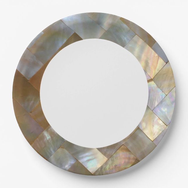 Mother of Pearl Capiz Weave Paper Plate (Front)
