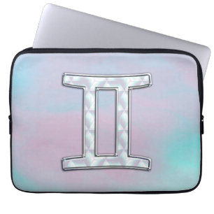 Mother of Pearl Decor Gemini Zodiac Symbol Laptop Sleeve
