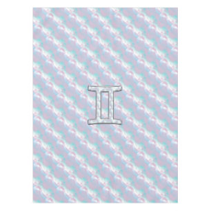 Mother of Pearl Decor Gemini Zodiac Symbol Tablecloth