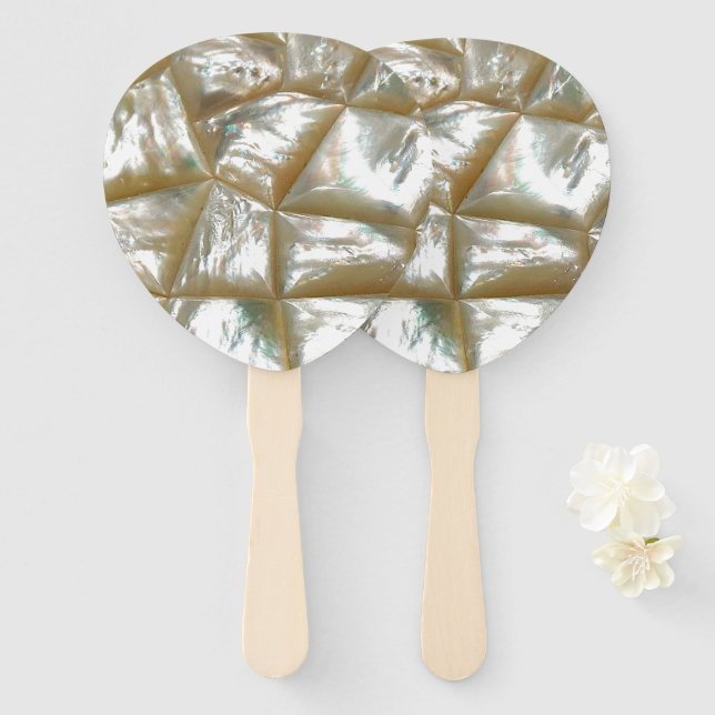 Mother of Pearl Design Hand Fan (Front and Back)