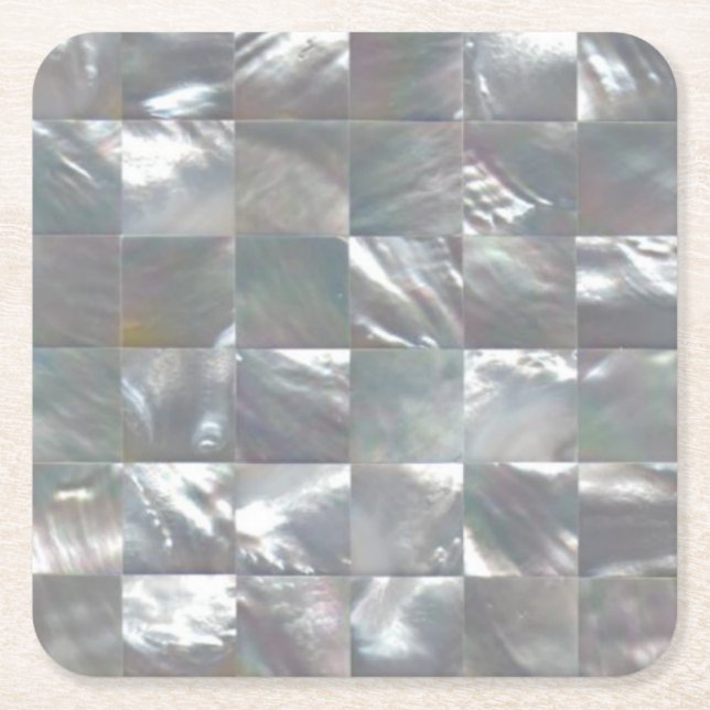 Mother of Pearl Design Square Paper Coaster (Front)