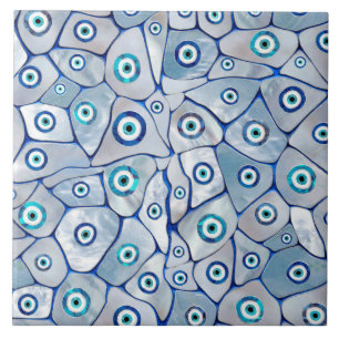 Mother of pearl Evil Eye Pattern Tile