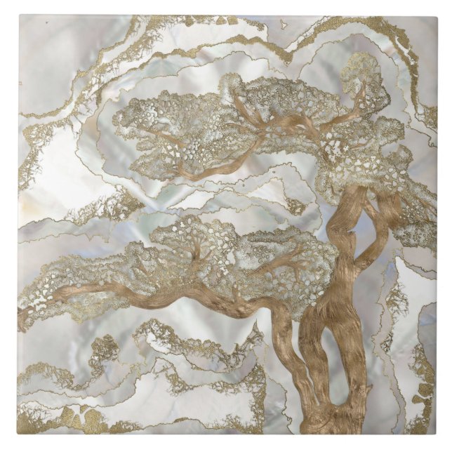 Mother of pearl Golden Tree Tile (Front)