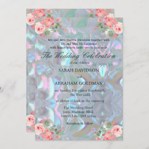 Mother of Pearl Iridescent Elegant Wedding  Invita Invitation