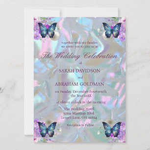 Mother of Pearl Iridescent Elegant Wedding Invitation