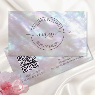 Mother-of-pearl Iridescent Peony Business Card
