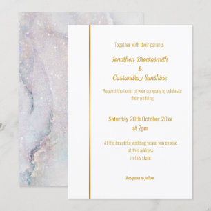 MOTHER OF PEARL LILAC MARBLE GOLD WEDDING  INVITAT INVITATION