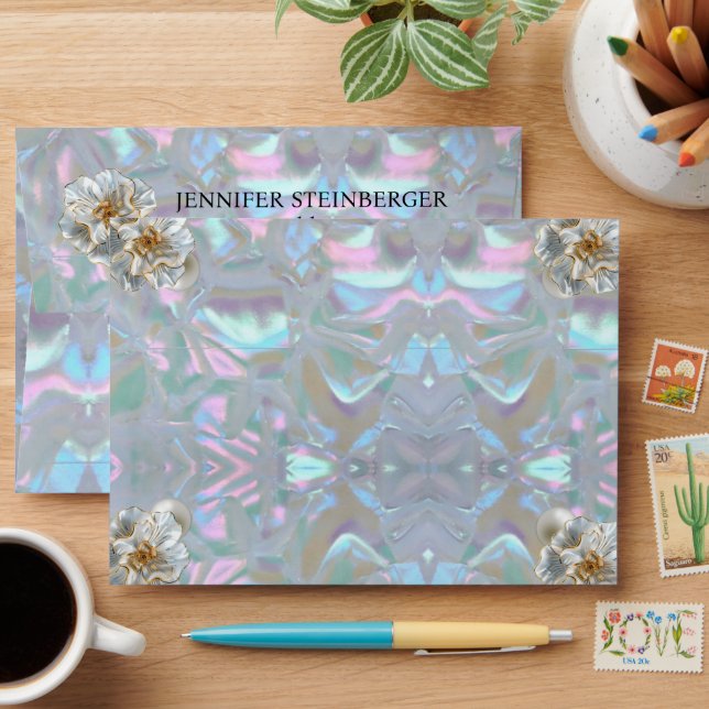 Mother of Pearl Luxury Wedding Envelopes (Desk)