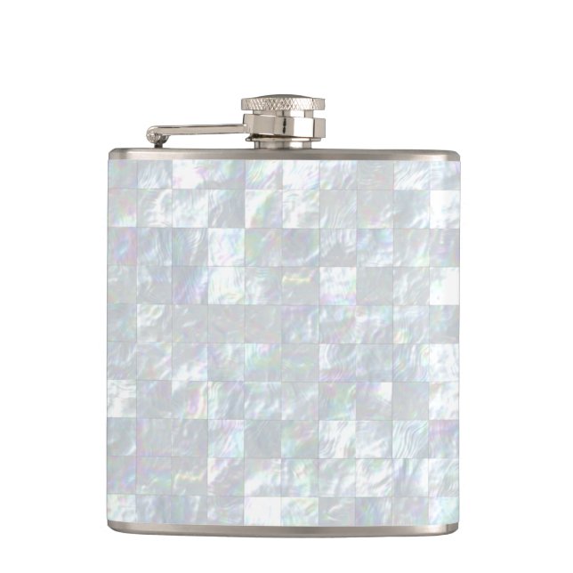 Mother Of Pearl Mosaic Hip Flask (Front)