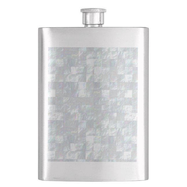 Mother Of Pearl Mosaic Hip Flask (Front)