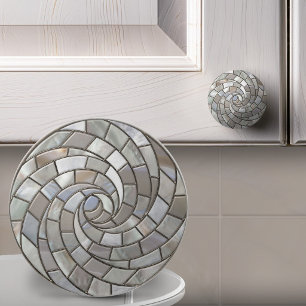Mother of Pearl Mosaic Spiral Ceramic Knob